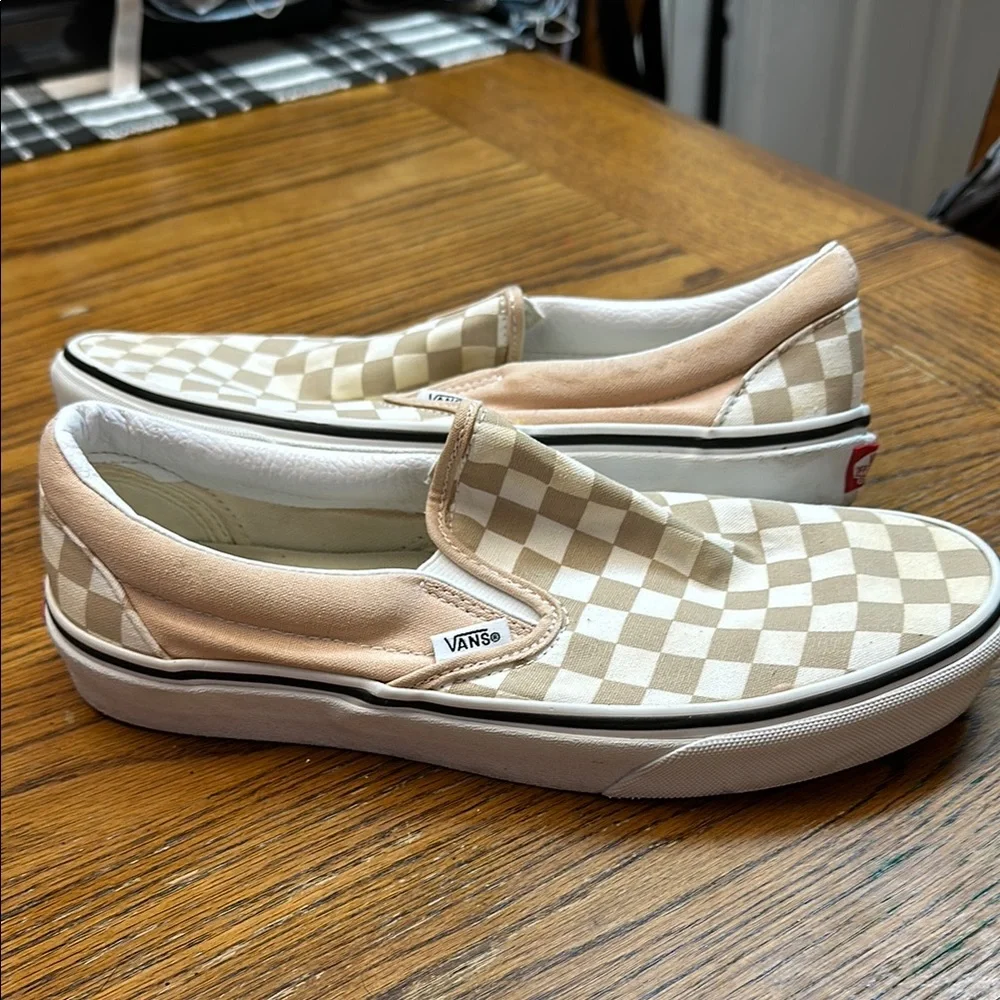 Vans Checkerboard Slip-On in Beige and Cream - Picture 8 of 9